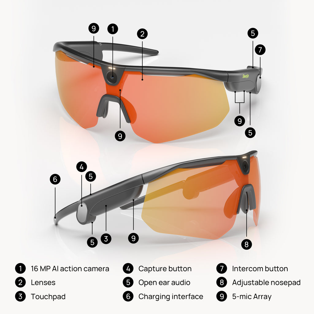 BleeqUp Ranger AI Sports Camera Glasses - Standard Lens