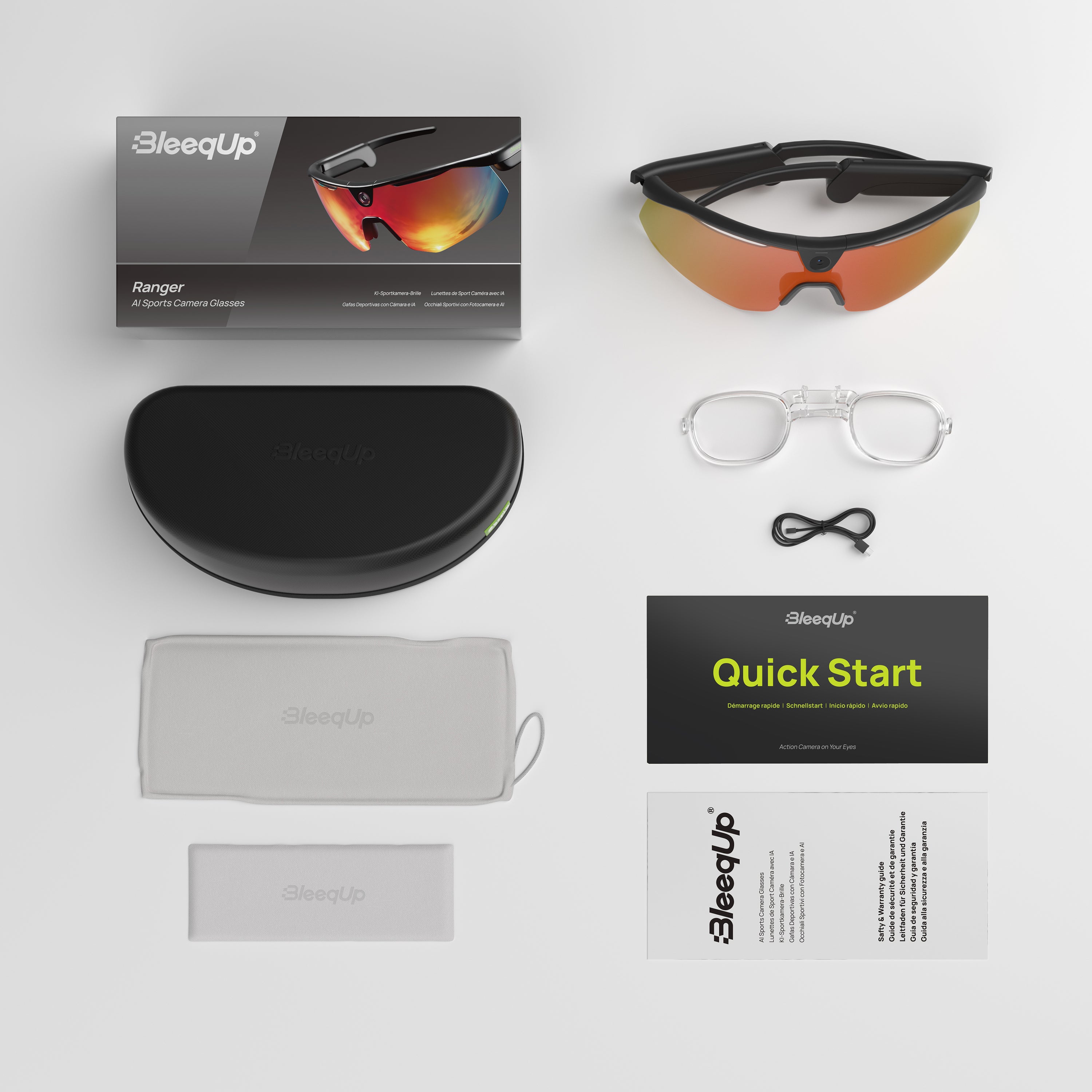 BleeqUp Ranger AI Sports Camera Glasses - Standard Lens